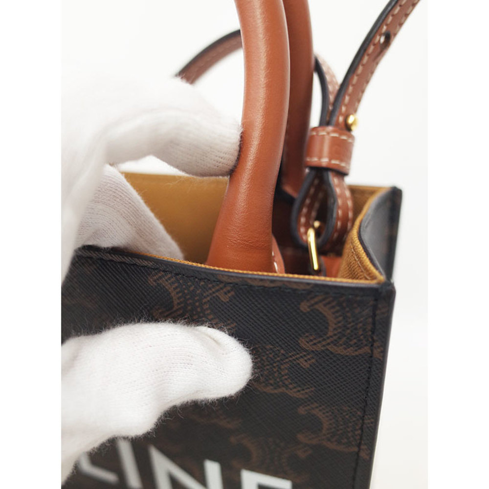 Celine Triomphe Canvas Mini Vertical 2way Bag Tan - image 6